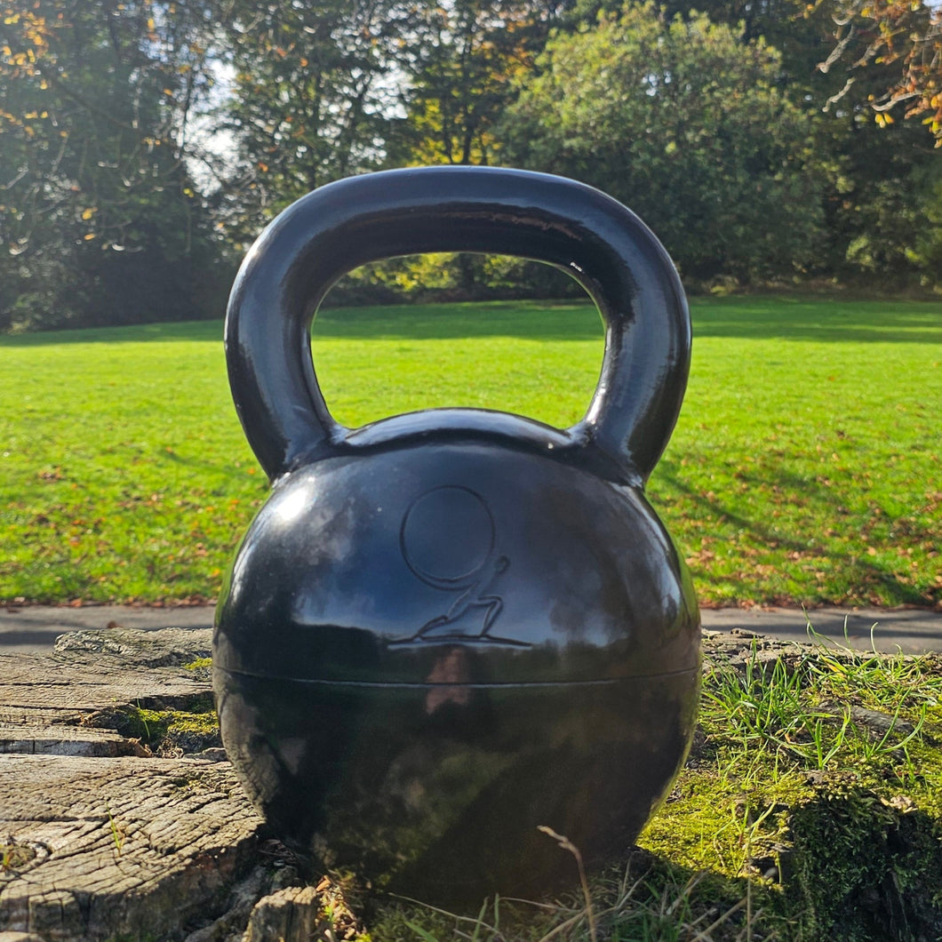 Omnibell Adjustable Steel Hard Style Kettlebell – 12-32kg E-coated in Gloss Black