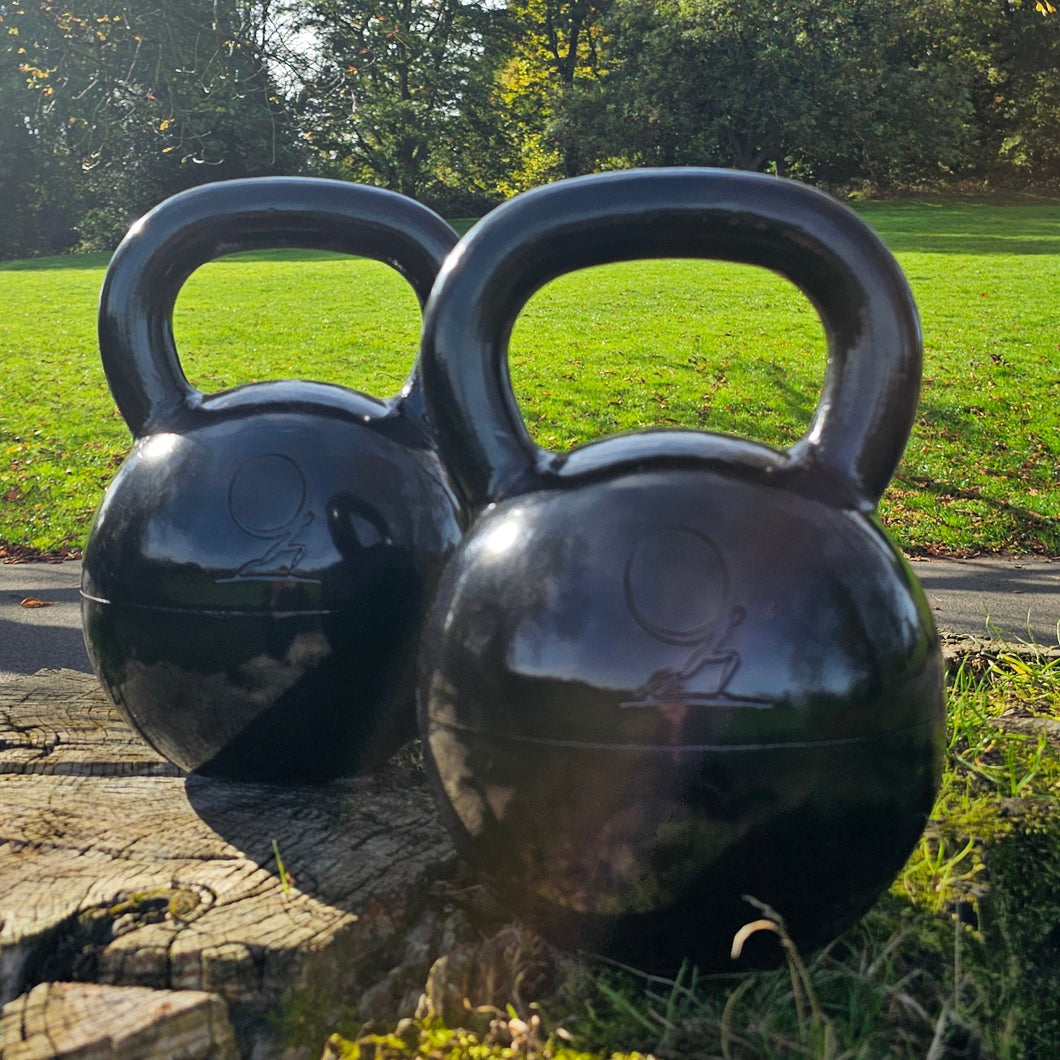 Omnibell Adjustable Steel Hard Style Kettlebell – 12-32kg  E-coated in Gloss Black -1 Pair